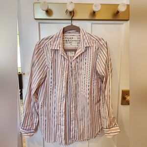 Frank & Eileen Casual Striped Button Down Shirt - Red, Blue, and White